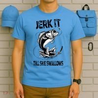 Jerk It Till She Swallows Funny Fishing T-Shirt thumb 5