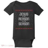 Jesus Is The Reason For The Season Ugly Christmas Sweater Baby Bodysuit thumb 0