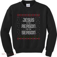 Jesus Is The Reason For The Season Ugly Christmas Sweater Kids Sweatshirt thumb 0