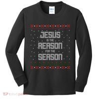 Jesus Is The Reason For The Season Ugly Christmas Sweater Kids Long Sleeve Shirt thumb 0