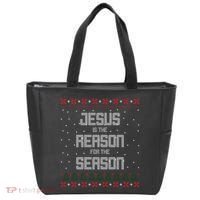 Jesus Is The Reason For The Season Ugly Christmas Sweater Tote Bag thumb 0