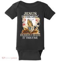Jesus Is The Only Reason I Made It This Far Fun Christian Baby Bodysuit thumb 0