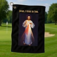 Jesus I Trust In You Divine Mercy Golf Towel thumb 1