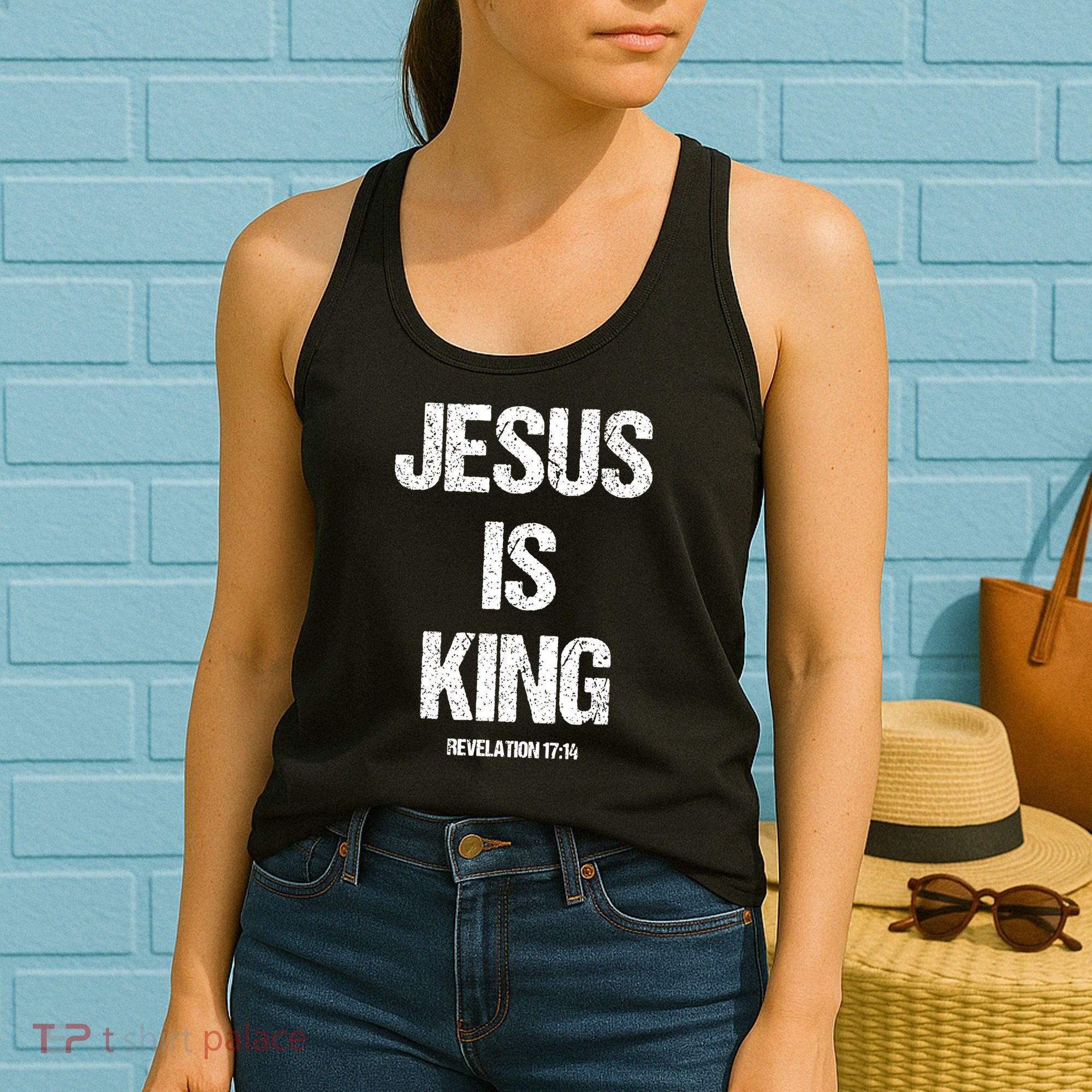 Jesus Is The King Motivational Christian Catholic Easter Women's Tank Top