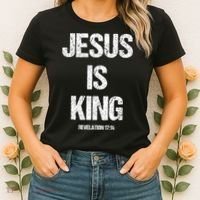 Jesus Is The King Motivational Christian Catholic Easter Women's T-Shirt thumb 2