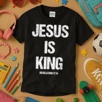 Jesus Is The King Motivational Christian Catholic Easter Kids T-Shirt thumb 3