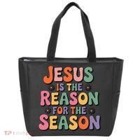 Jesus Is The Reason For The Season Retro Tote Bag thumb 0