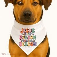 Jesus Is The Reason For The Season Retro USA-Made Doggie Bandana thumb 1