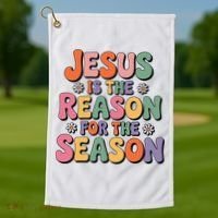 Jesus Is The Reason For The Season Retro Golf Towel thumb 1