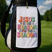 Jesus Is The Reason For The Season Retro Golf Towel thumb 2