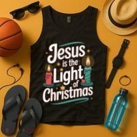Jesus Is The Light Of Christmas Tank Top thumb 4