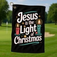 Jesus Is The Light Of Christmas Golf Towel thumb 1