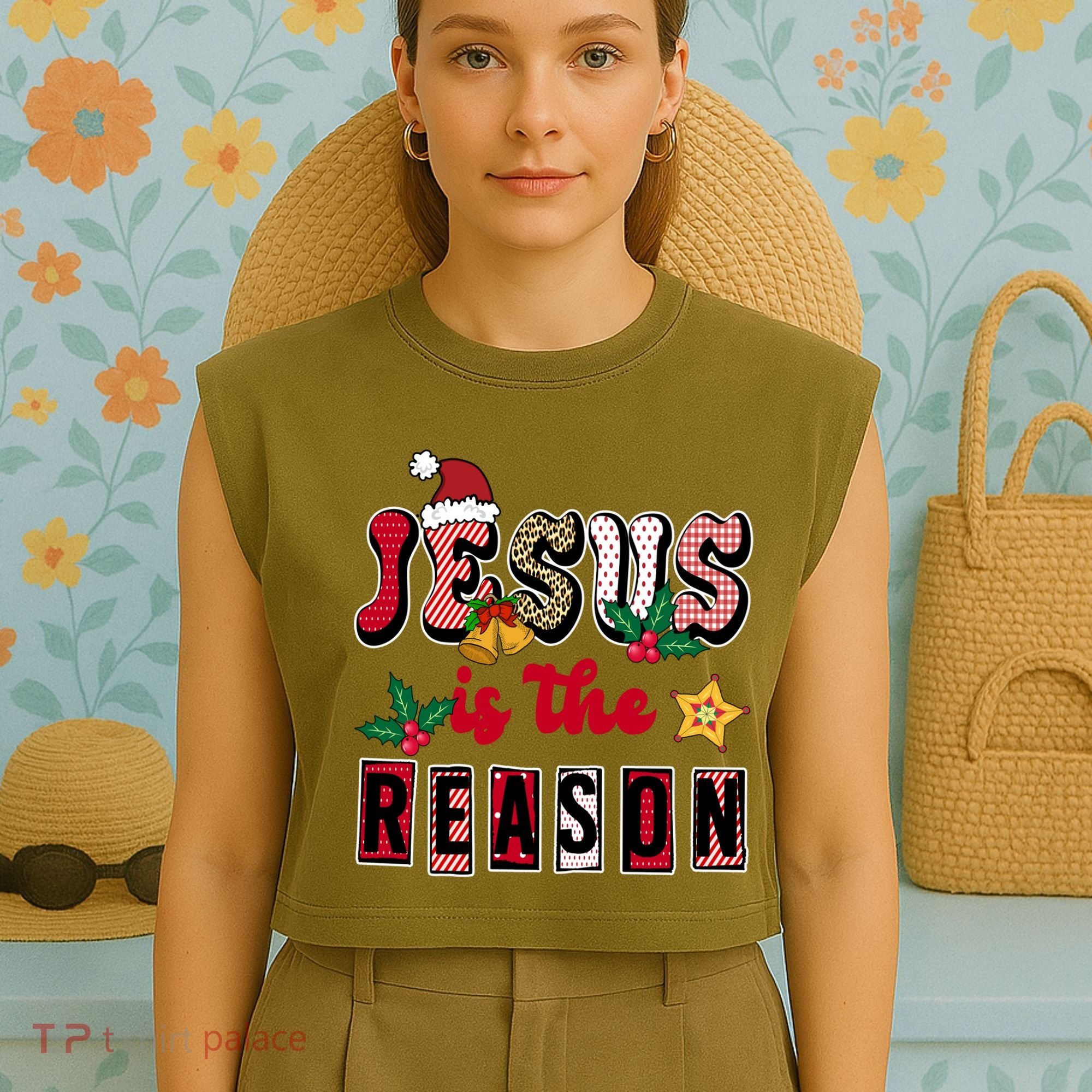 Jesus Is The Reason Christmas Holiday Garment-Dyed Women's Muscle Tee