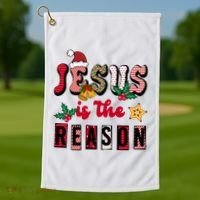 Jesus Is The Reason Christmas Holiday Golf Towel thumb 1
