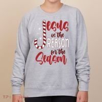 Jesus Is The Reason For The Season Candy Cane Christmas Women's Sweatshirt thumb 0