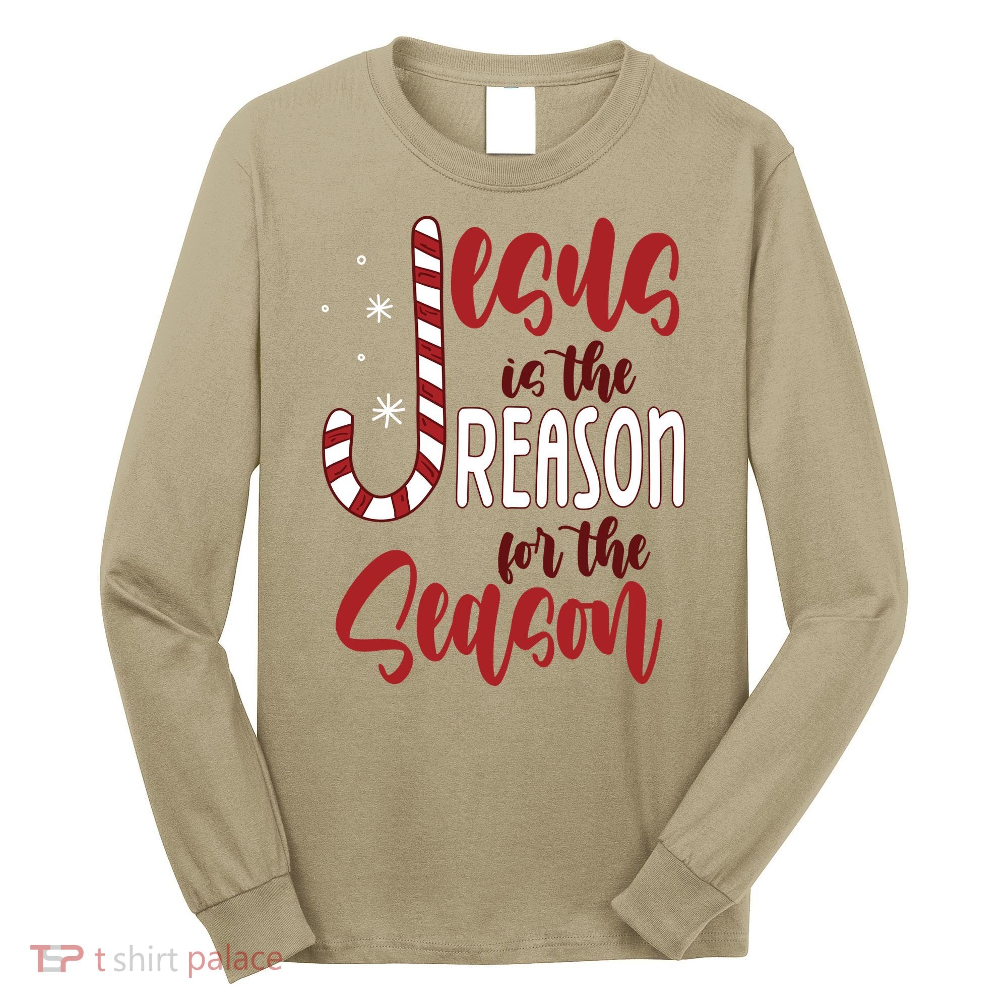 Jesus Is The Reason For The Season Candy Cane Christmas Long Sleeve Shirt