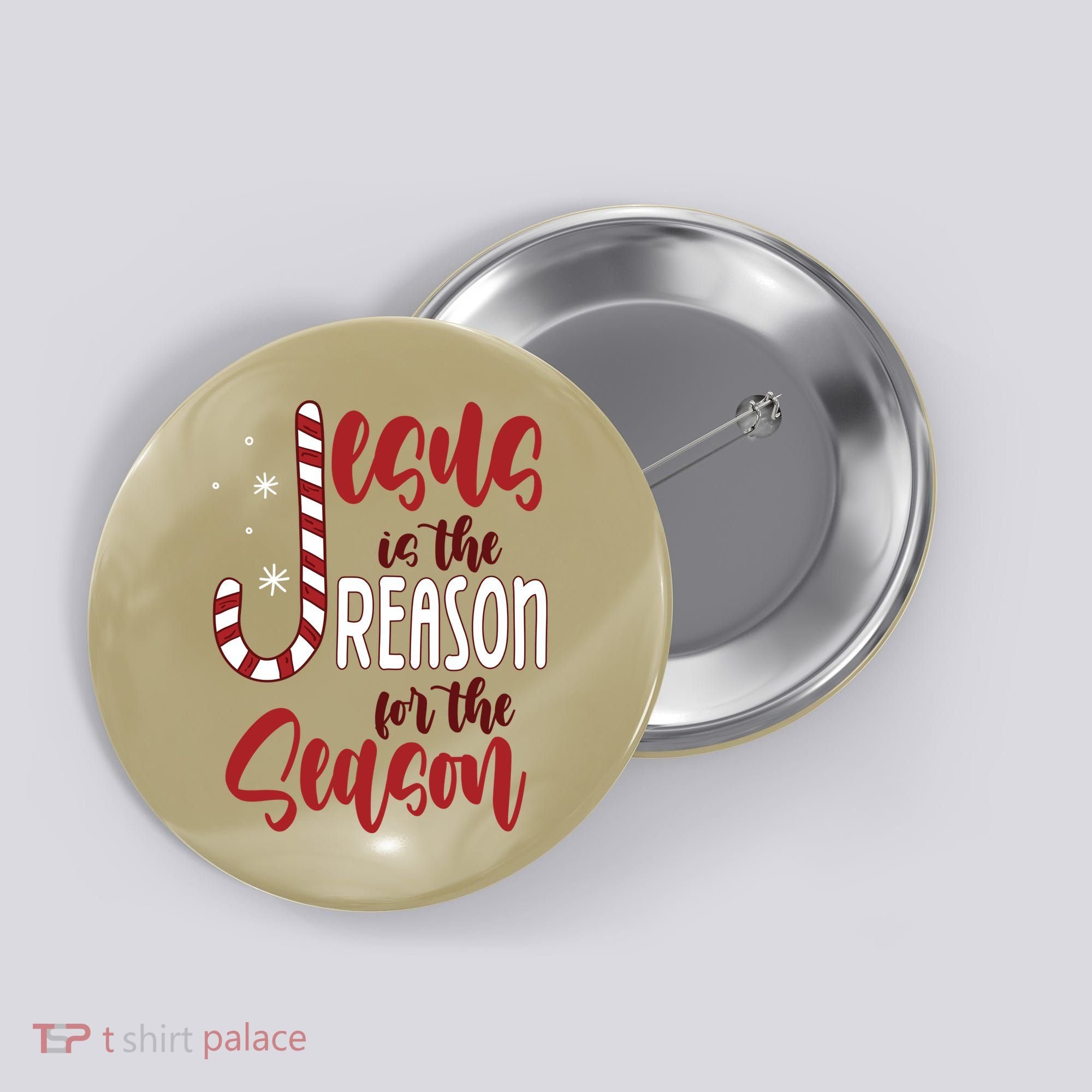 Jesus Is The Reason For The Season Candy Cane Christmas Button