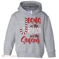 Jesus Is The Reason For The Season Candy Cane Christmas Toddler Hoodie thumb 0