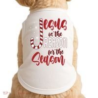 Jesus Is The Reason For The Season Candy Cane Christmas Doggie Tank thumb 0