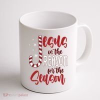 Jesus Is The Reason For The Season Candy Cane Christmas Coffee Mug thumb 1