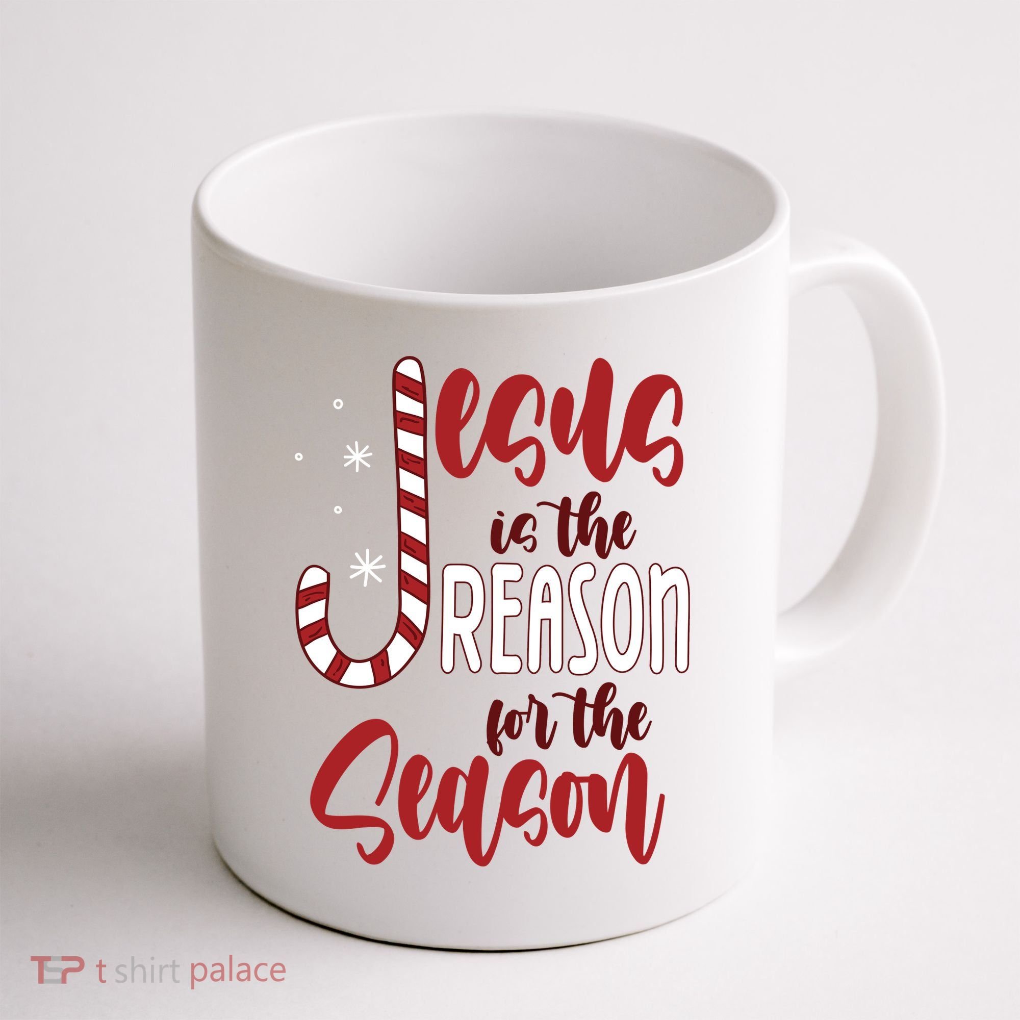 Jesus Is The Reason For The Season Candy Cane Christmas Coffee Mug