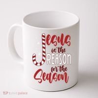 Jesus Is The Reason For The Season Candy Cane Christmas Coffee Mug thumb 0