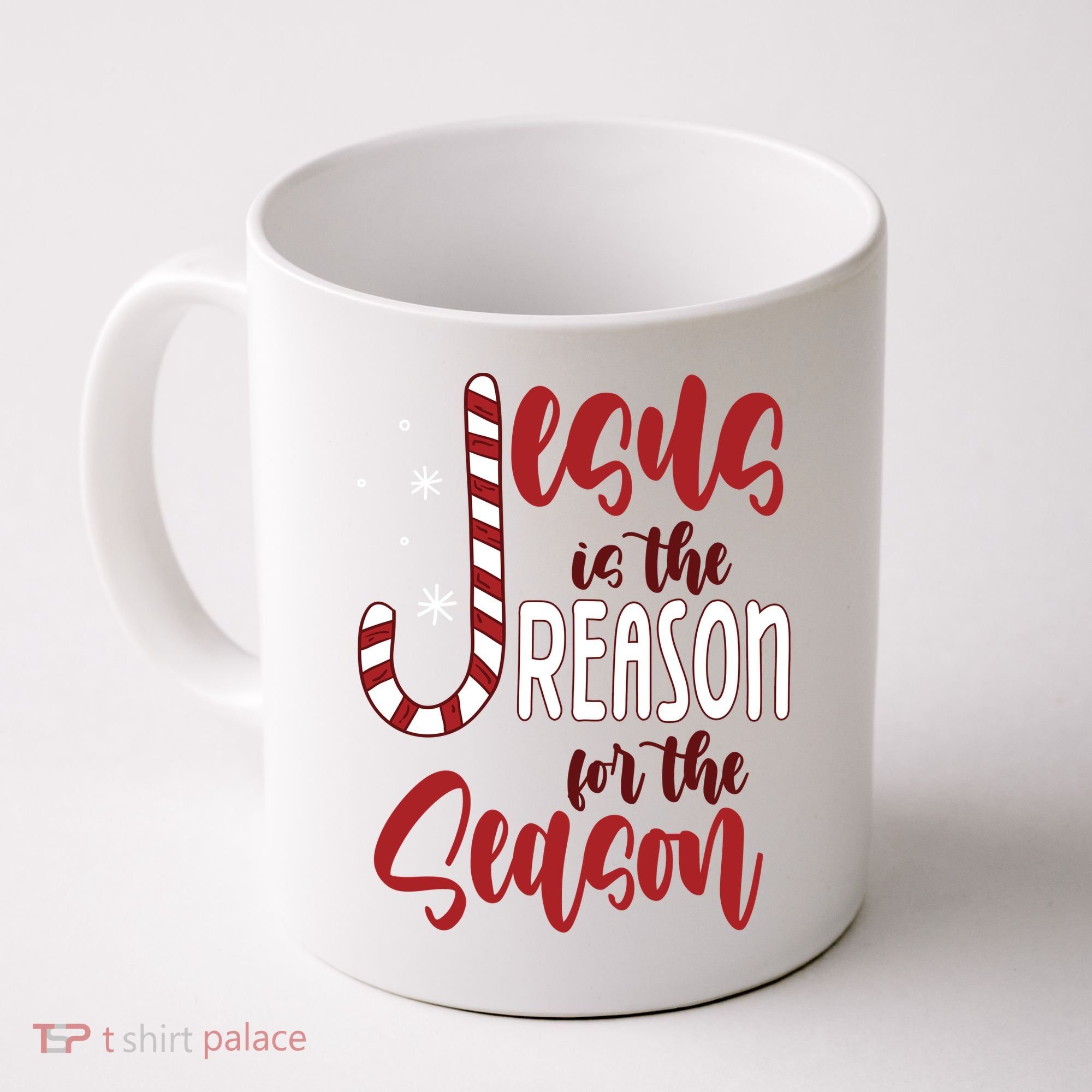 Jesus Is The Reason For The Season Candy Cane Christmas Coffee Mug