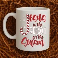 Jesus Is The Reason For The Season Candy Cane Christmas Coffee Mug thumb 2