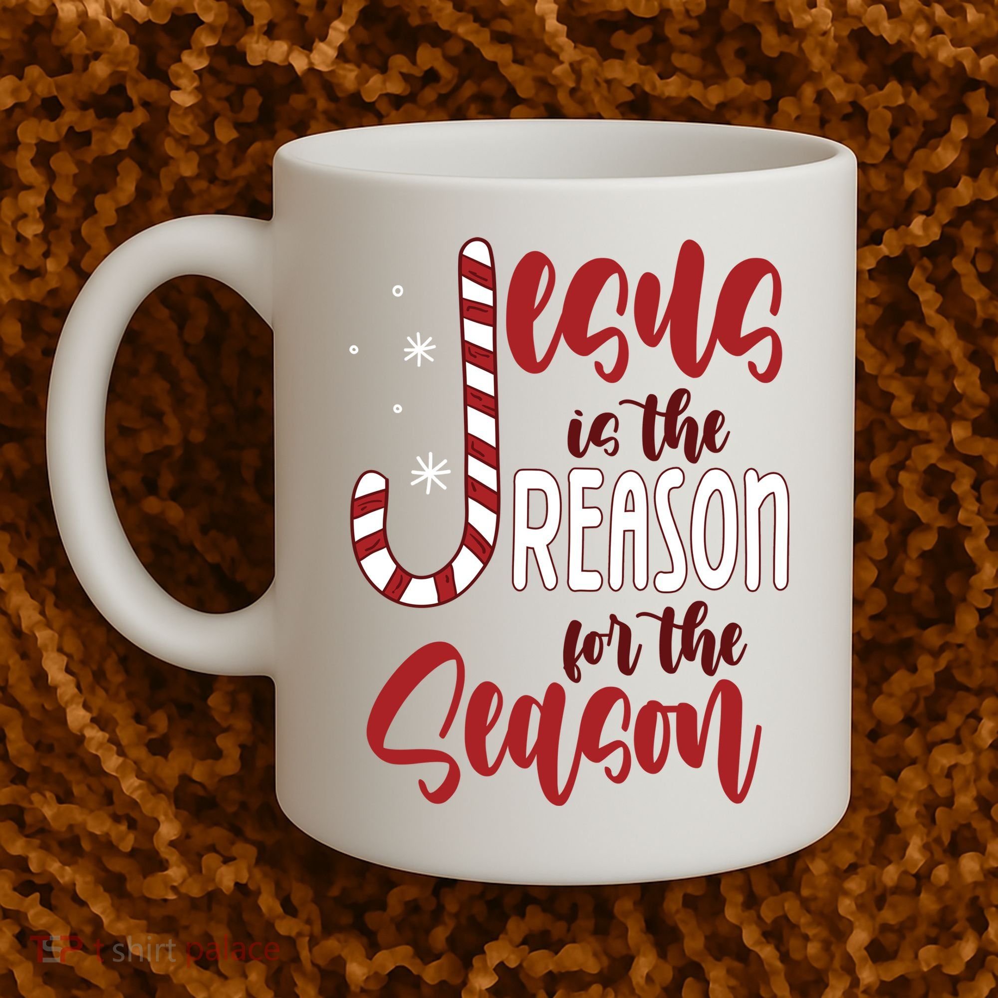 Jesus Is The Reason For The Season Candy Cane Christmas Coffee Mug