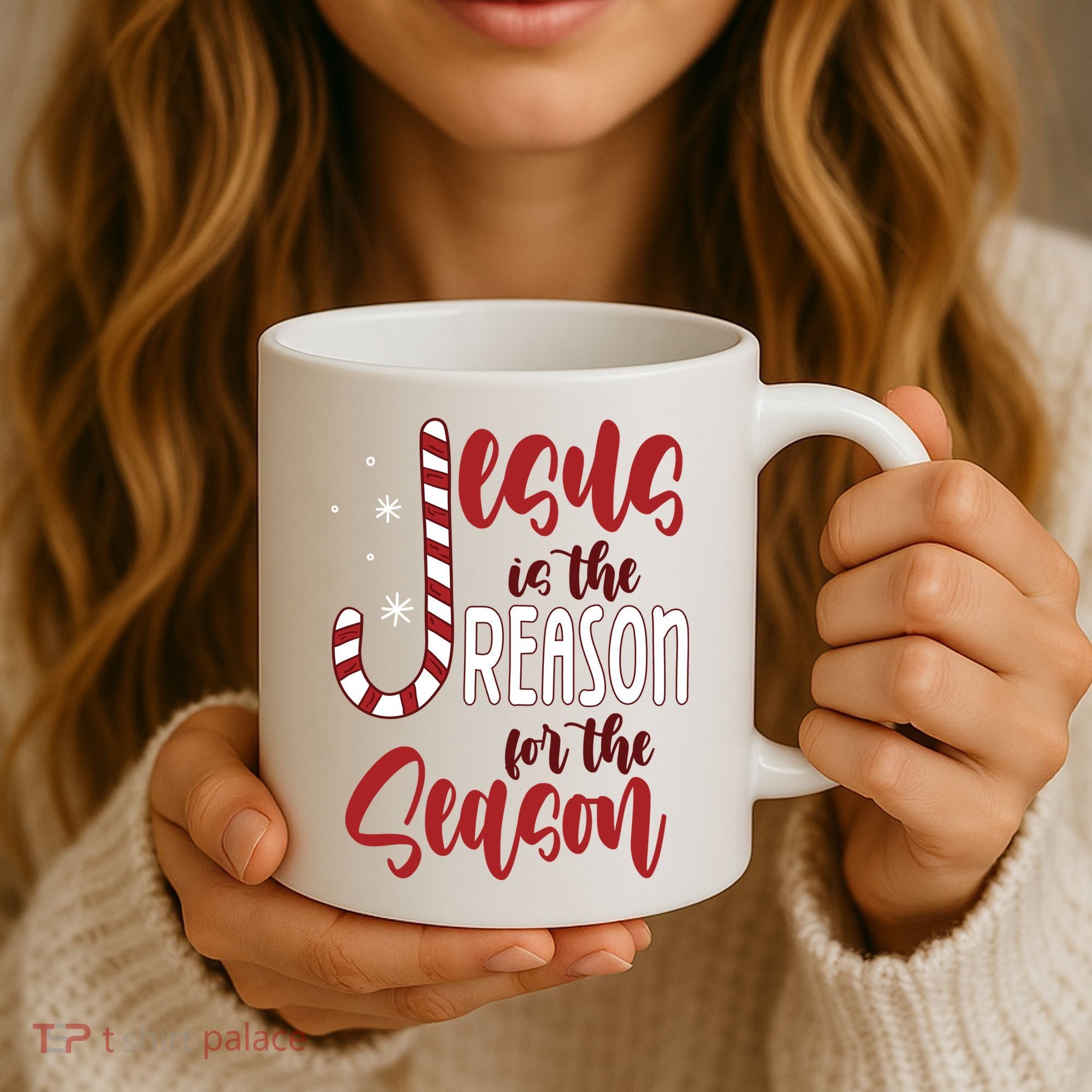 Jesus Is The Reason For The Season Candy Cane Christmas Coffee Mug