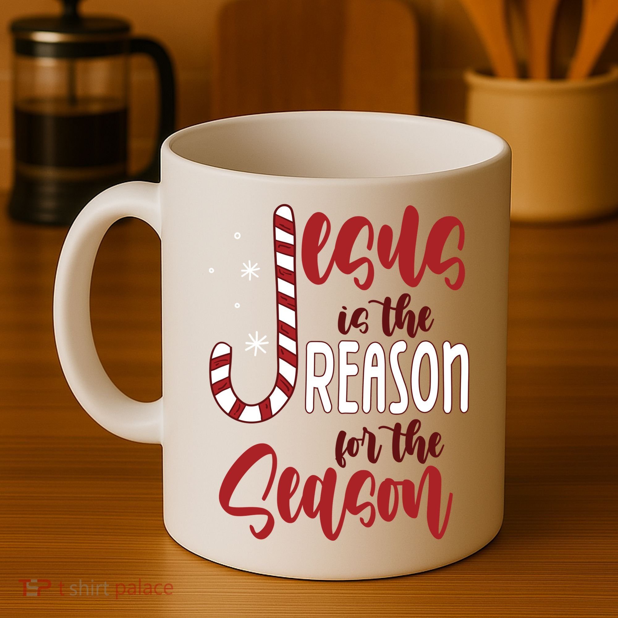 Jesus Is The Reason For The Season Candy Cane Christmas Coffee Mug