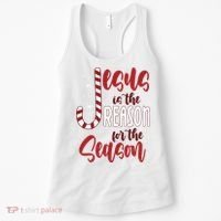 Jesus Is The Reason For The Season Candy Cane Christmas Women's Tank Top thumb 0