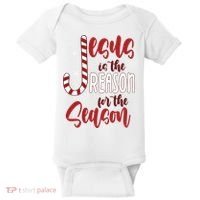 Jesus Is The Reason For The Season Candy Cane Christmas Baby Bodysuit thumb 0