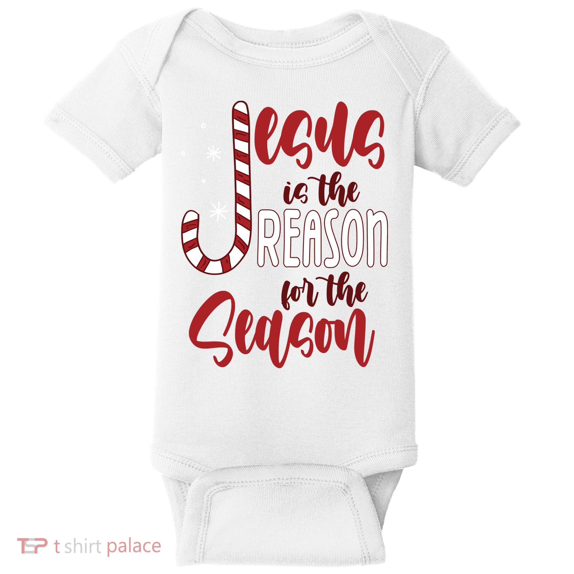 Jesus Is The Reason For The Season Candy Cane Christmas Baby Bodysuit