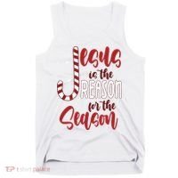 Jesus Is The Reason For The Season Candy Cane Christmas Tank Top thumb 0