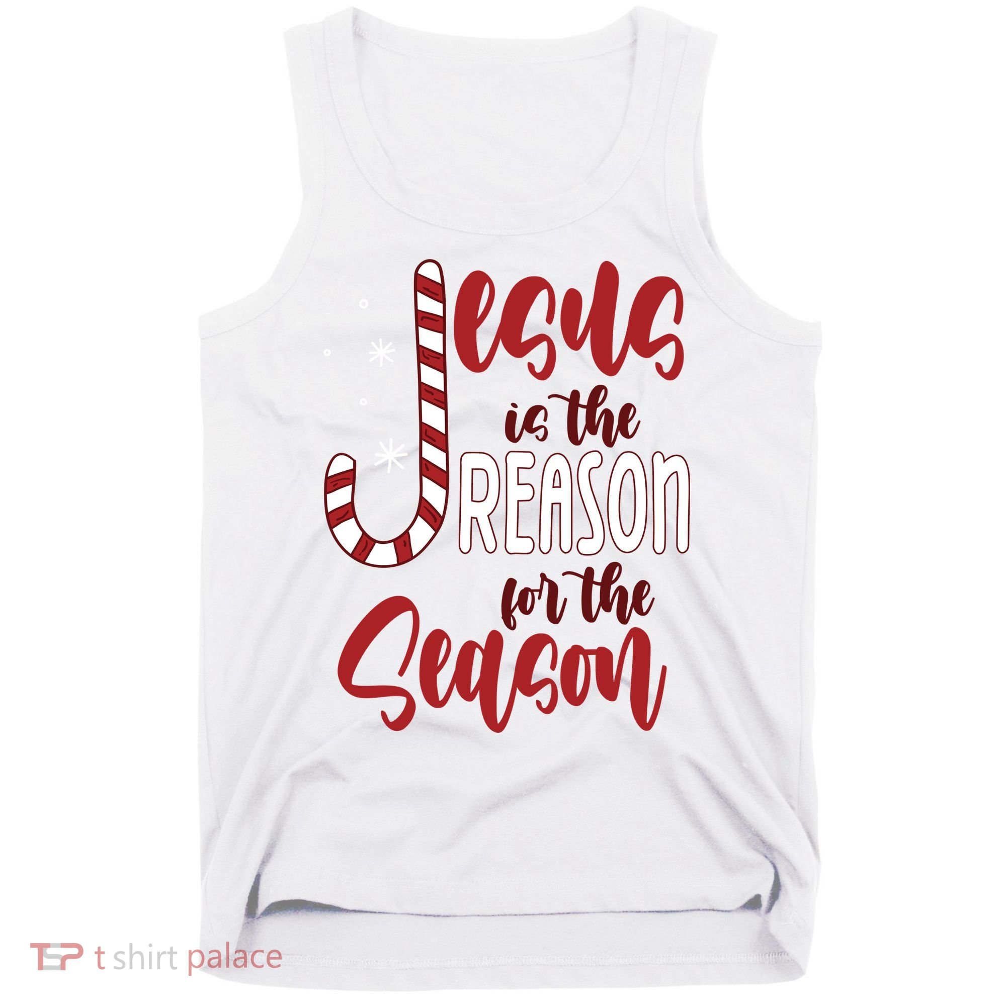 Jesus Is The Reason For The Season Candy Cane Christmas Tank Top