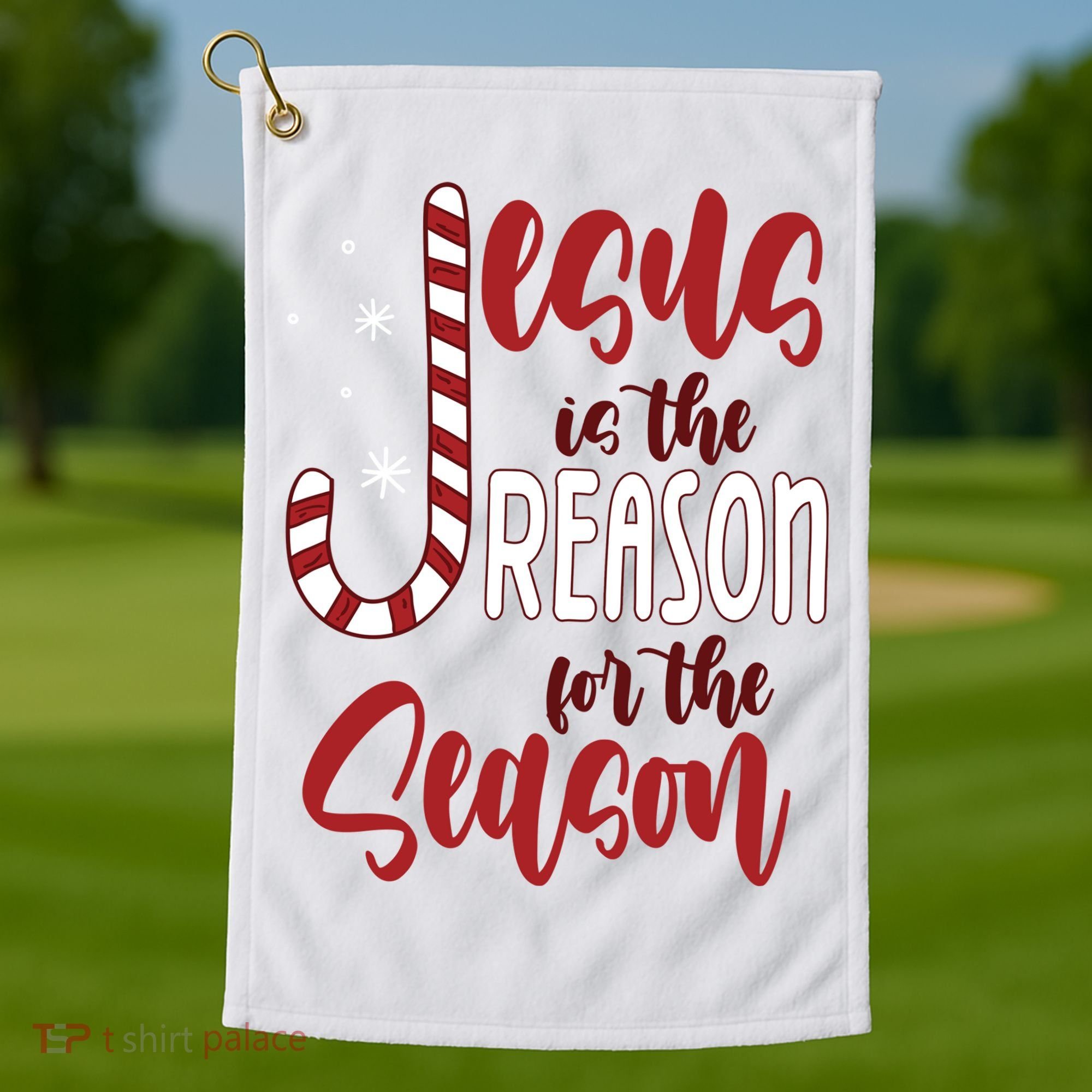 Jesus Is The Reason For The Season Candy Cane Christmas Golf Towel