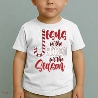 Jesus Is The Reason For The Season Candy Cane Christmas Toddler T-Shirt thumb 2