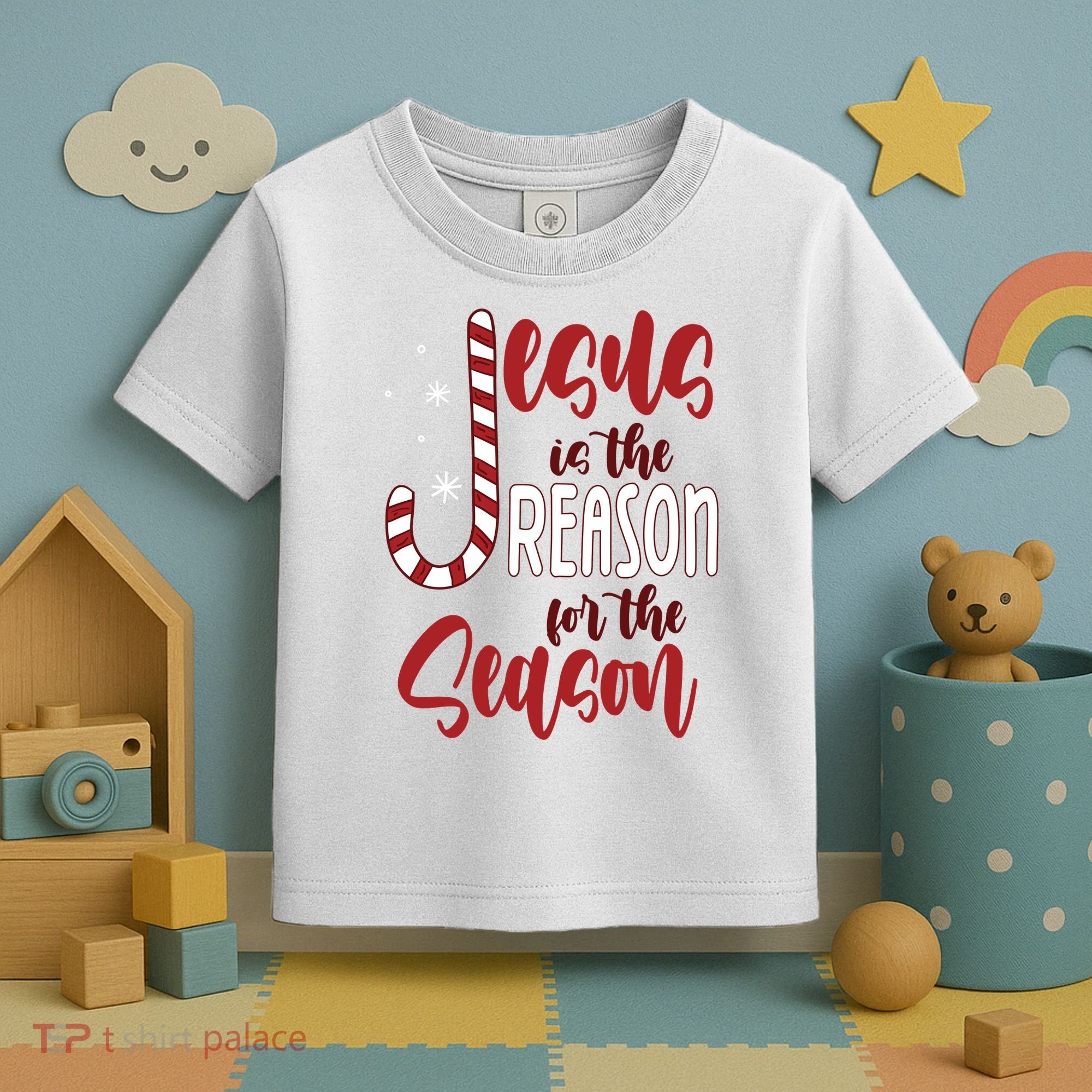 Jesus Is The Reason For The Season Candy Cane Christmas Toddler T-Shirt