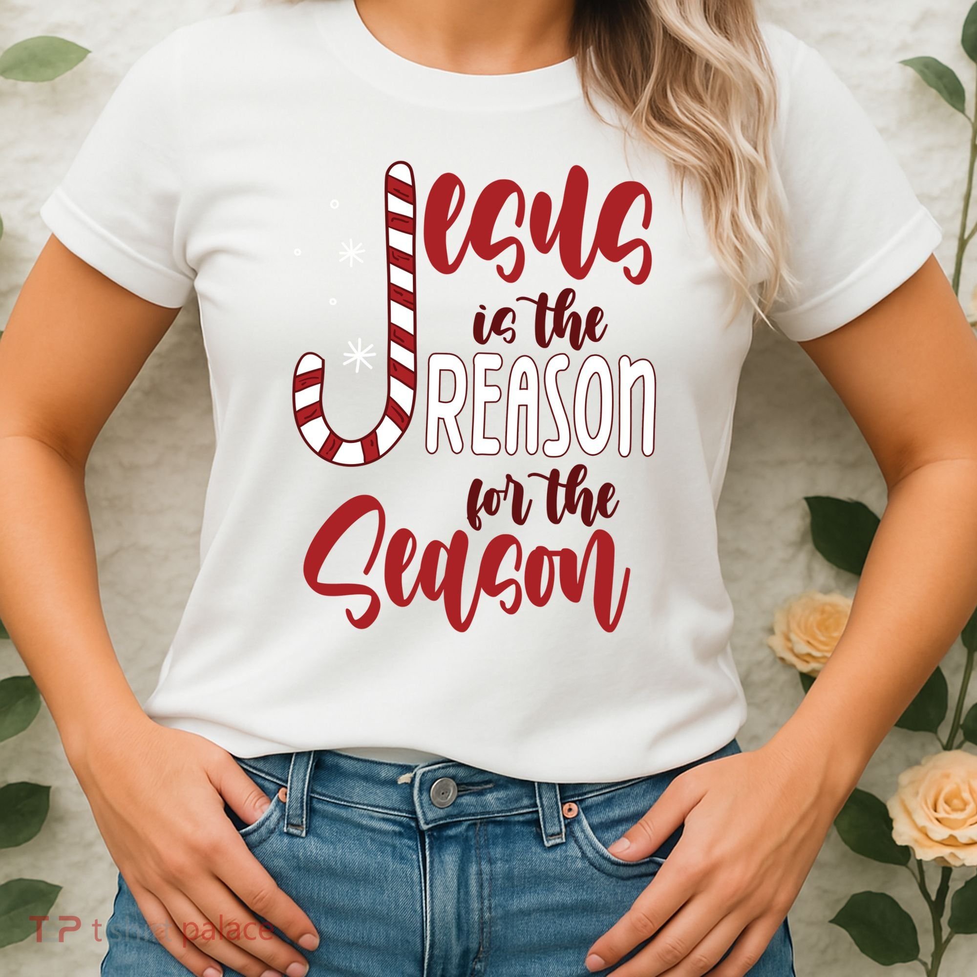 Jesus Is The Reason For The Season Candy Cane Christmas Women's T-Shirt