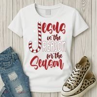 Jesus Is The Reason For The Season Candy Cane Christmas Women's T-Shirt thumb 3