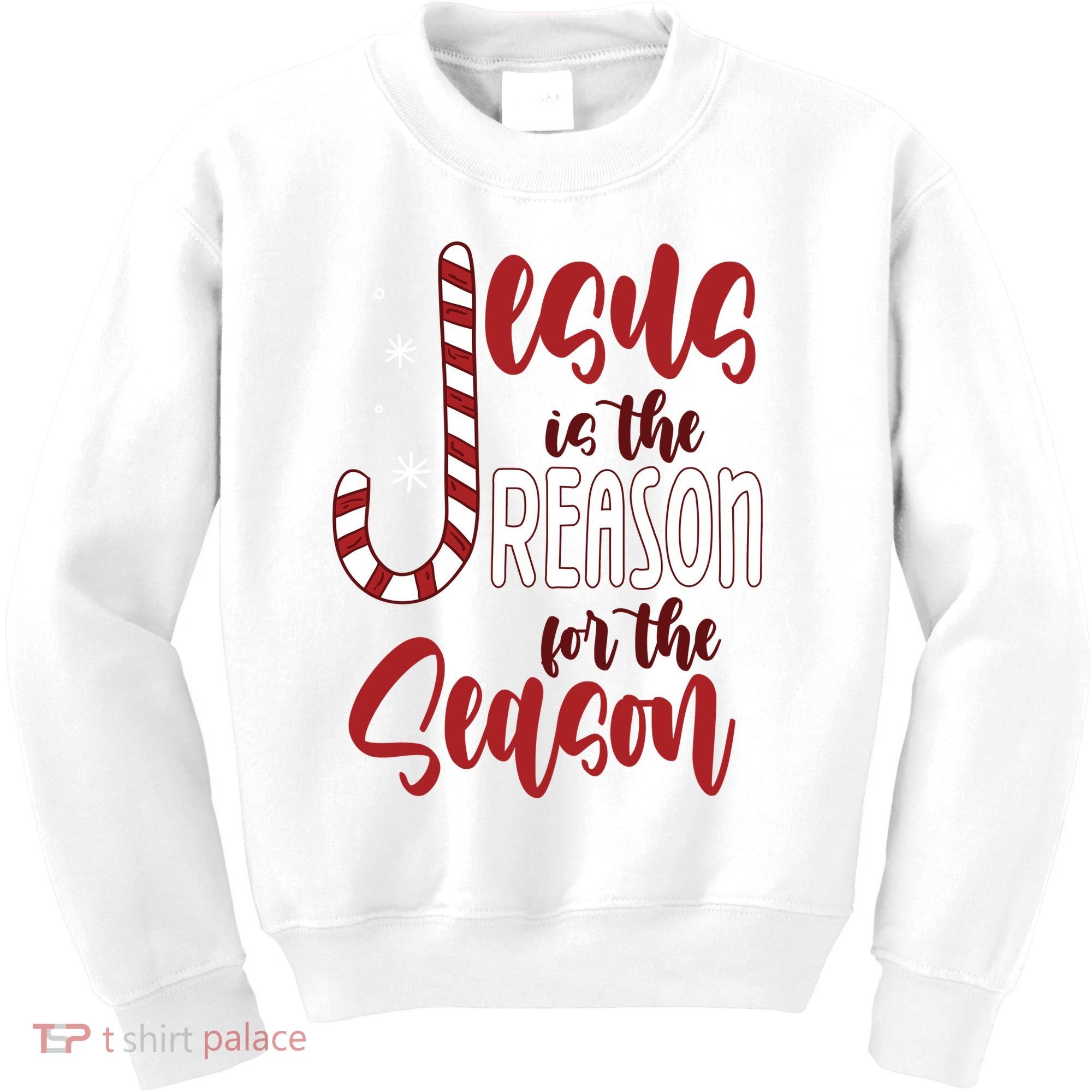 Jesus Is The Reason For The Season Candy Cane Christmas Kids Sweatshirt