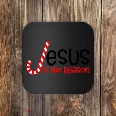 Jesus Is The Reason Candy Cane Christmas Coaster
