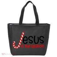 Jesus Is The Reason Candy Cane Christmas Tote Bag thumb 0