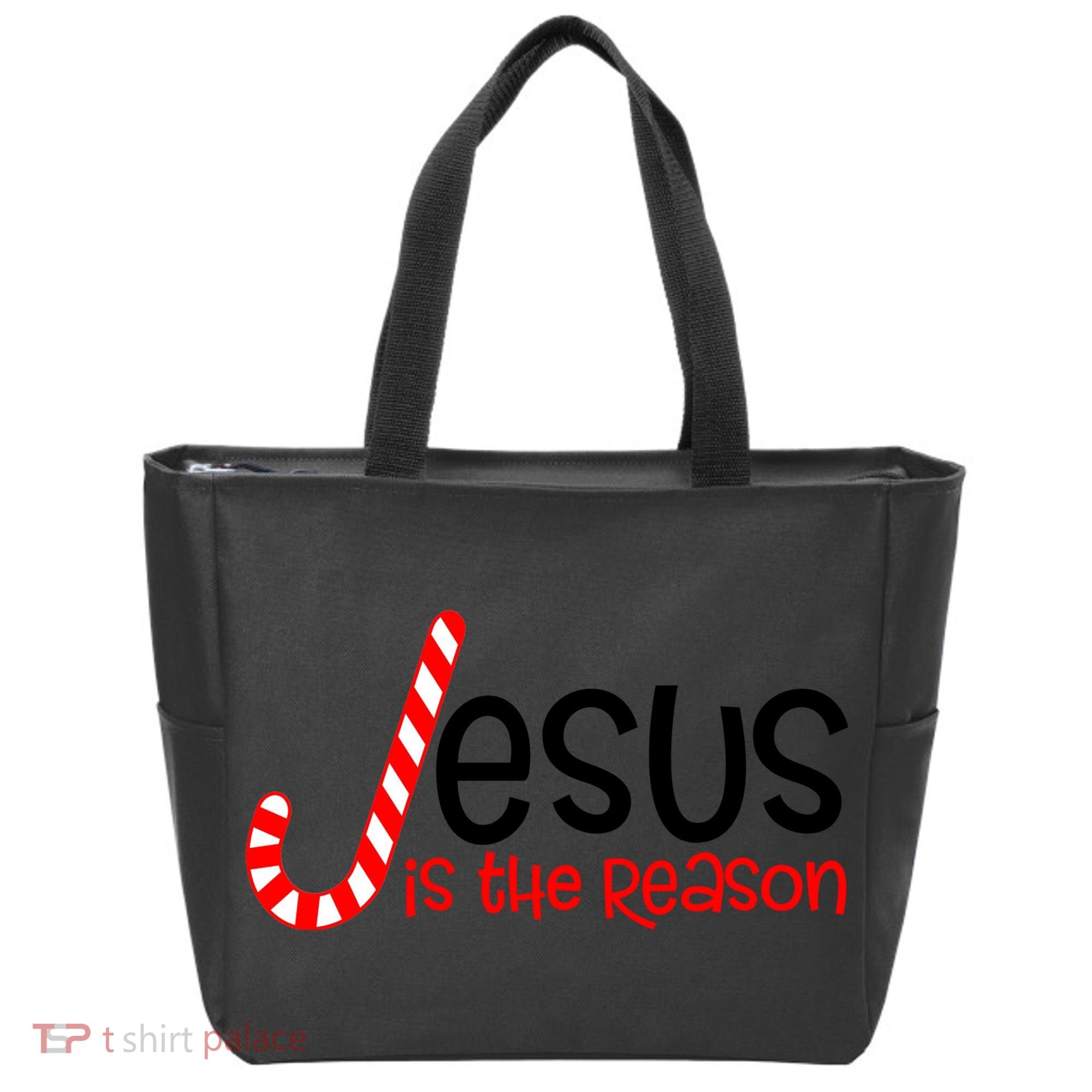 Jesus Is The Reason Candy Cane Christmas Tote Bag