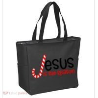 Jesus Is The Reason Candy Cane Christmas Tote Bag thumb 2