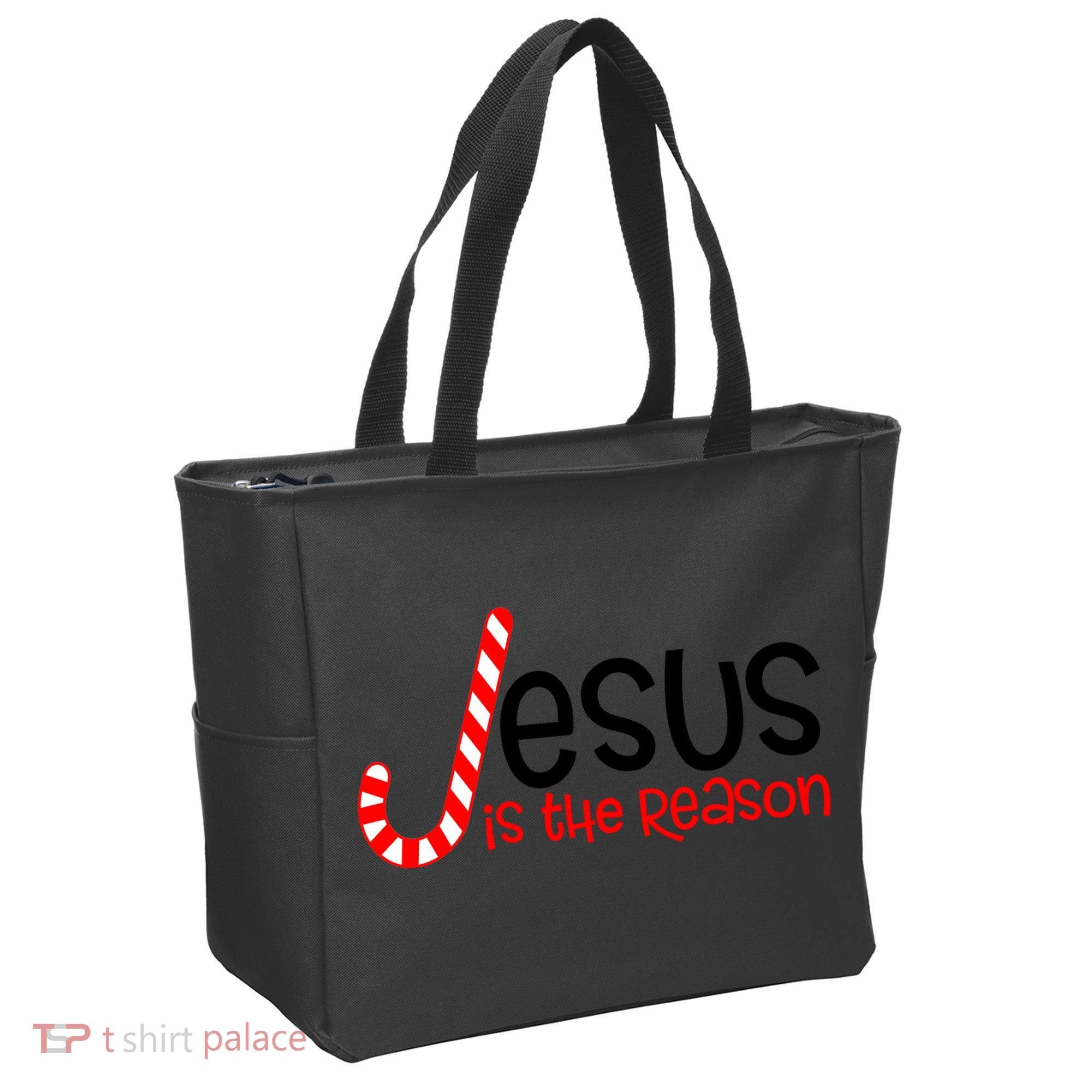 Jesus Is The Reason Candy Cane Christmas Tote Bag