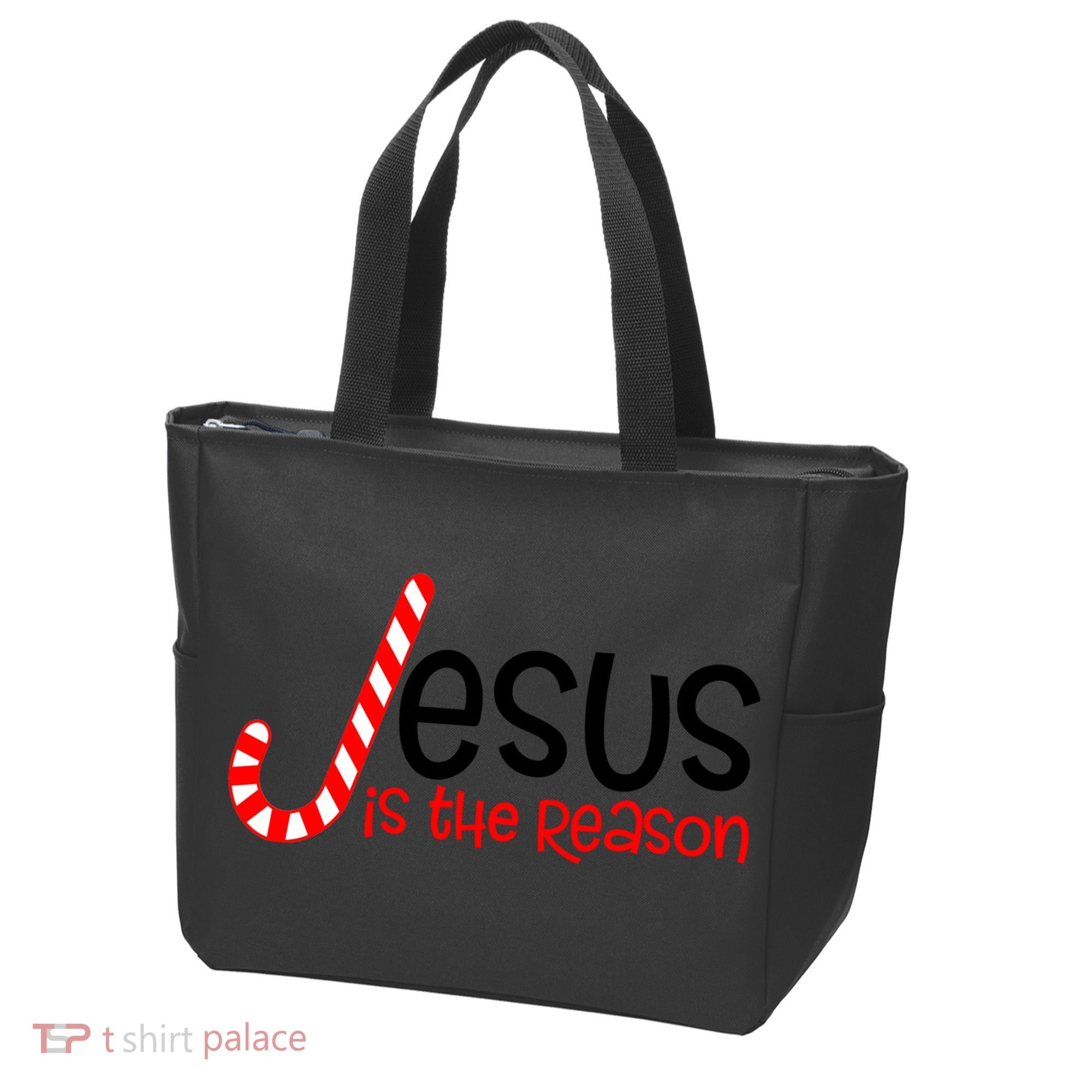Jesus Is The Reason Candy Cane Christmas Tote Bag