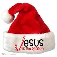 Jesus Is The Reason Candy Cane Christmas Santa Hat thumb 0
