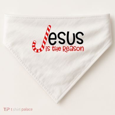 Jesus Is The Reason Candy Cane Christmas USA-Made Doggie Bandana